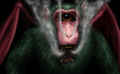 Idi was a forgotten beast. A towering one-eyed monkey. It has thin wings of stretched skin. Its fern green hair is patchy. Beware its poison gas! (post)