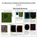 A short guide describing the parts of a dark fortress with underworld spire.