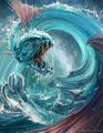 Snodub Sposnusmunstu was a forgotten beast, a great quadruped composed of water. It has wings and it undulates rhythmically. Beware its deadly spittle! (post)